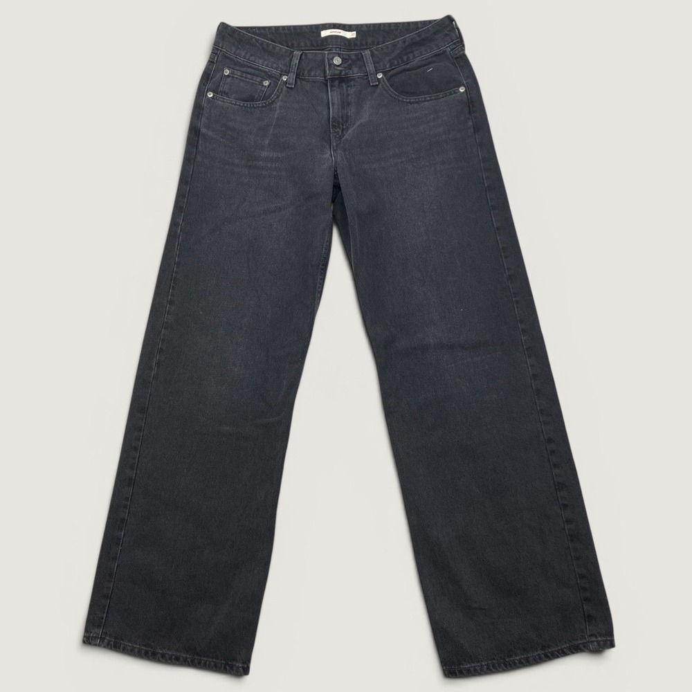 Levi's Womens 30 (33x32) Superlow Wide Leg Jeans Black Denim Grunge Skater Baggy